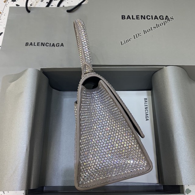 Balenciaga巴黎世家專櫃爆款磨砂灰全鑽小號沙漏包手提肩背包 fyj1810